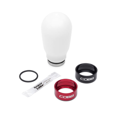 Cobb Subaru 6-Speed Tall Weighted COBB Knob - White (Incl. Both Red + Blk Collars)