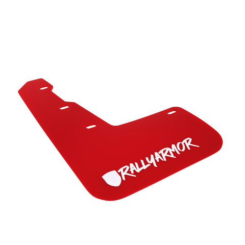 Rally Armor - Subaru 15-21 WRX & STi - Urethane Mud Flaps (Red w/ White Logo with Altered Font)