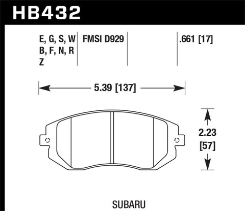 Hawk Performance - Blue 9012 Front Brake Pads - Subaru WRX 03-05/08-12 / STI 08-12 / More