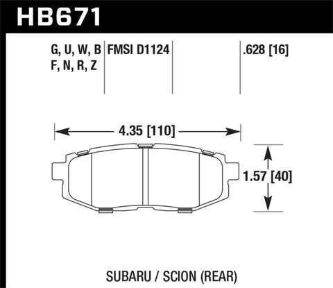 Hawk Performance - DTC-60 Compound Rear Brake Pads - Subaru BRZ 13-15 / Subaru Legacy 3.5R 10-14